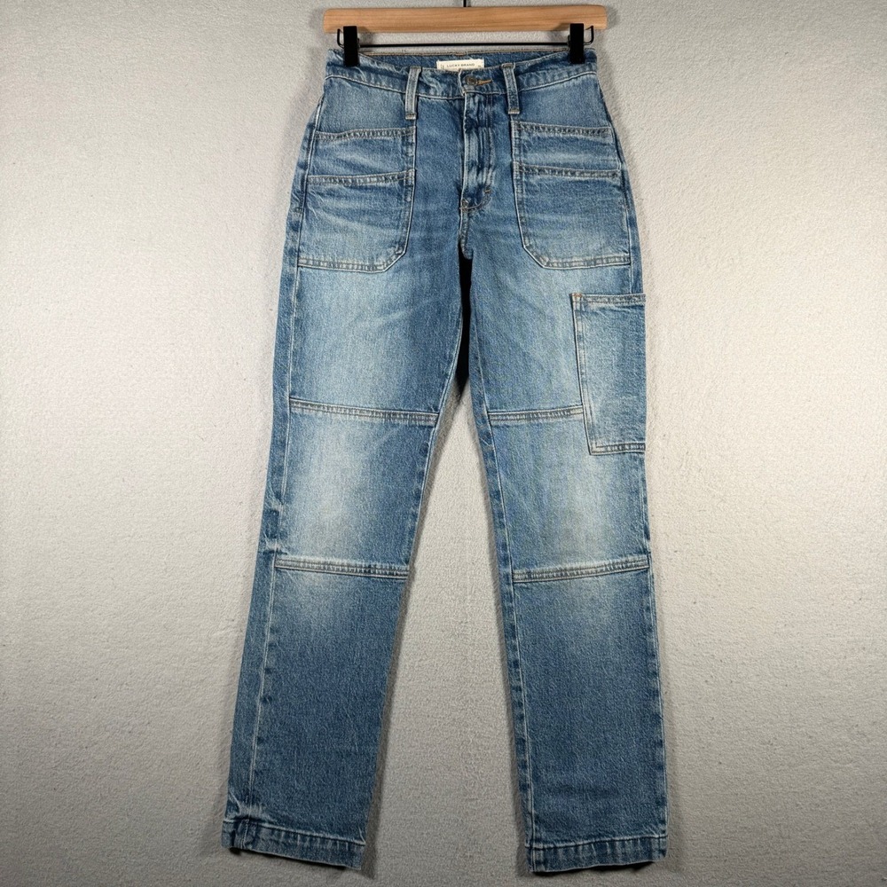 Lucky Brand 7W15383 Surplus Straight High Rise Utility Jeans Blue Womens 0/25